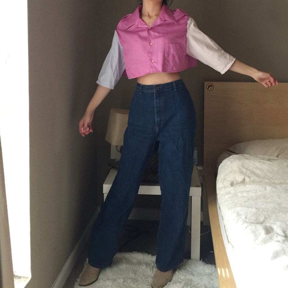 Vintage Reworked Colorblock Button Down Shirt-DA6